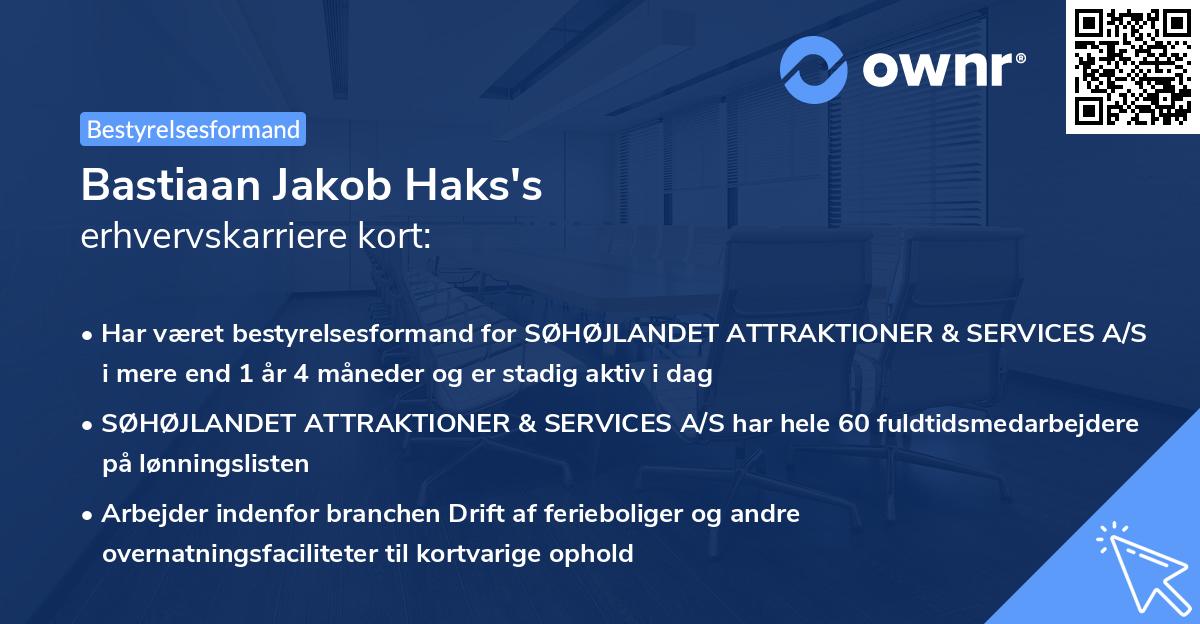 Bastiaan Jakob Haks's erhvervskarriere kort