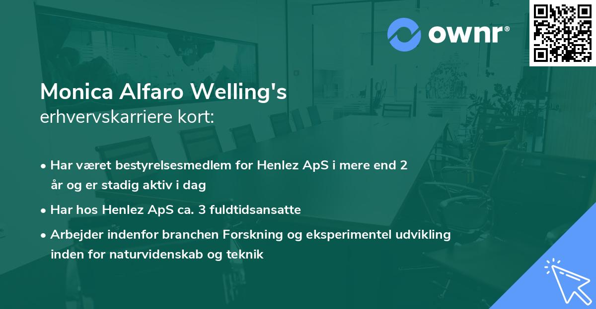 Monica Alfaro Welling's erhvervskarriere kort