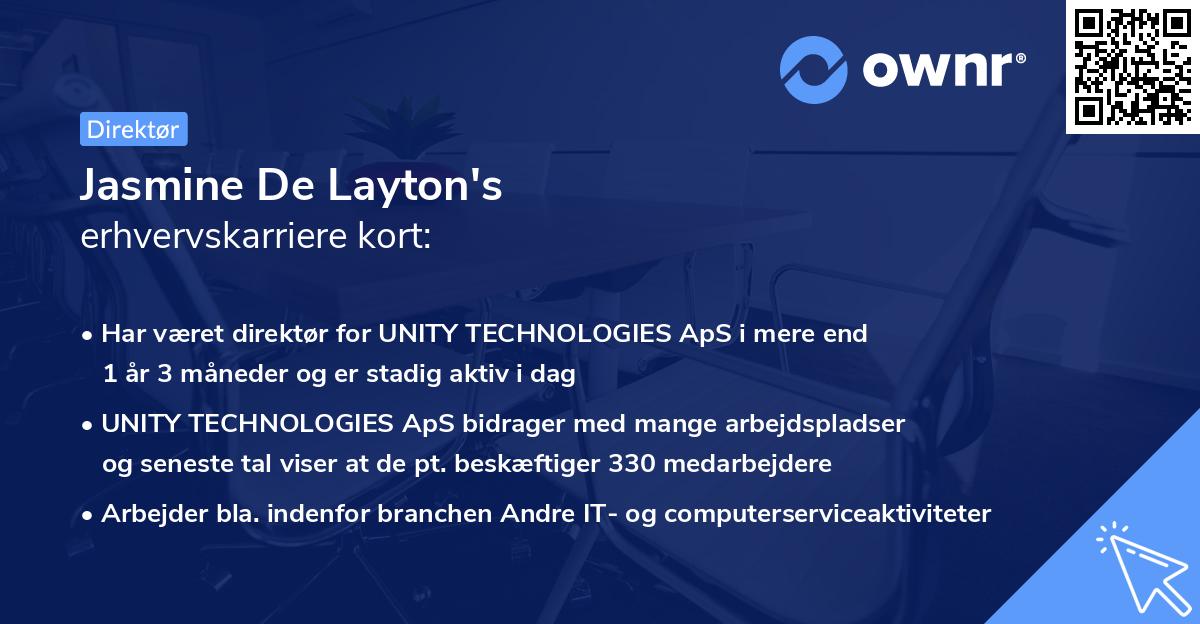 Jasmine De Layton's erhvervskarriere kort