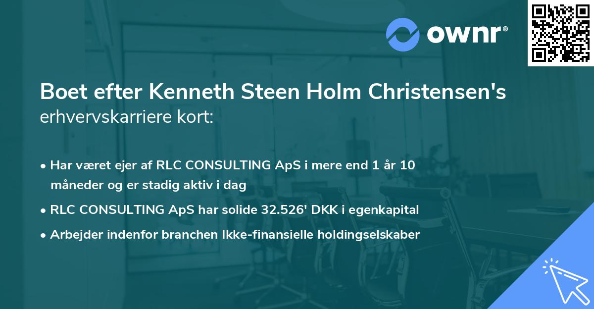 Boet efter Kenneth Steen Holm Christensen's erhvervskarriere kort