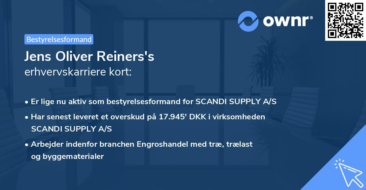 Jens Oliver Reiners's erhvervskarriere kort