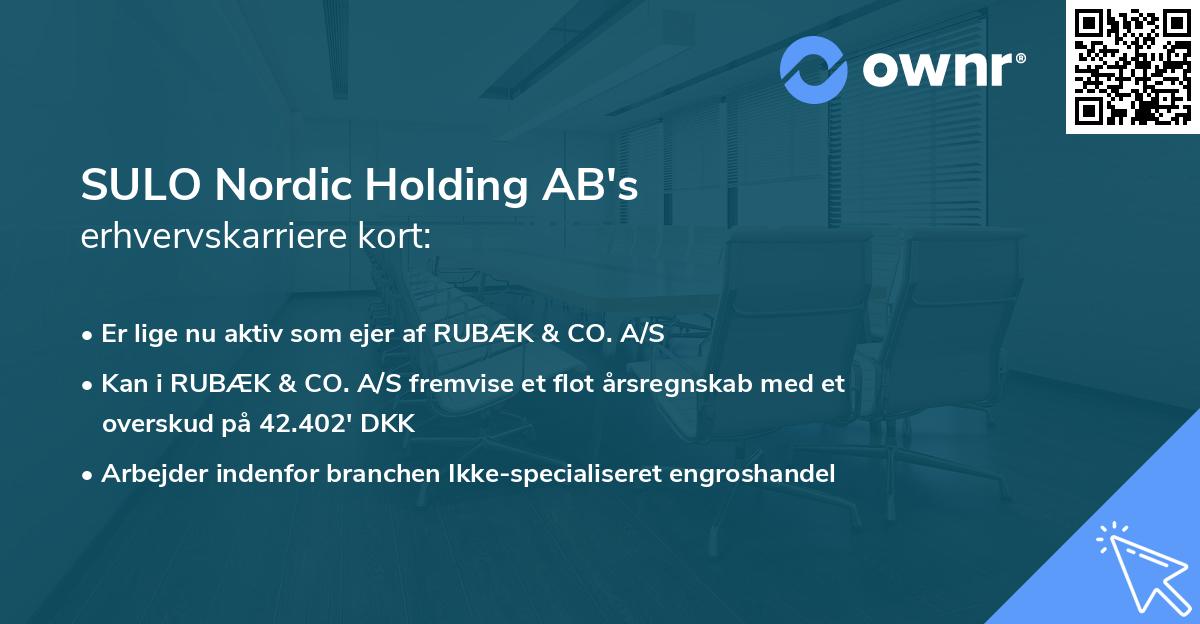 SULO Nordic Holding AB's erhvervskarriere kort