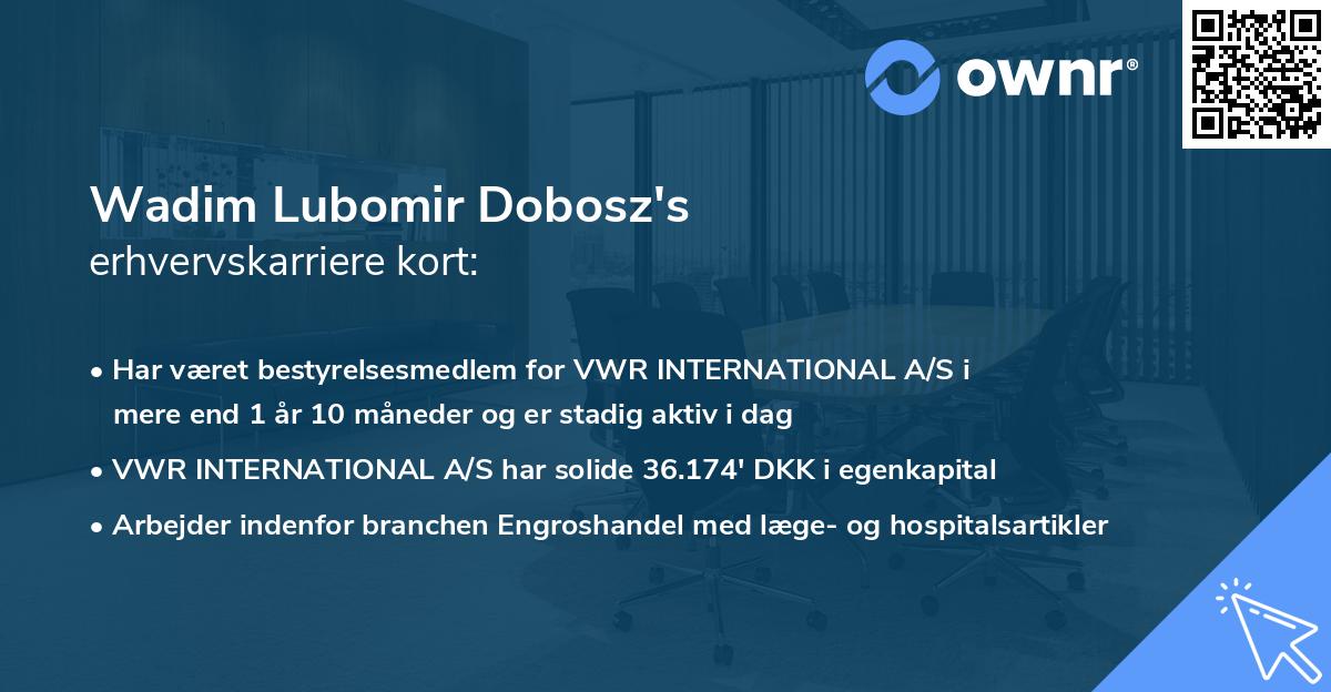 Wadim Lubomir Dobosz's erhvervskarriere kort