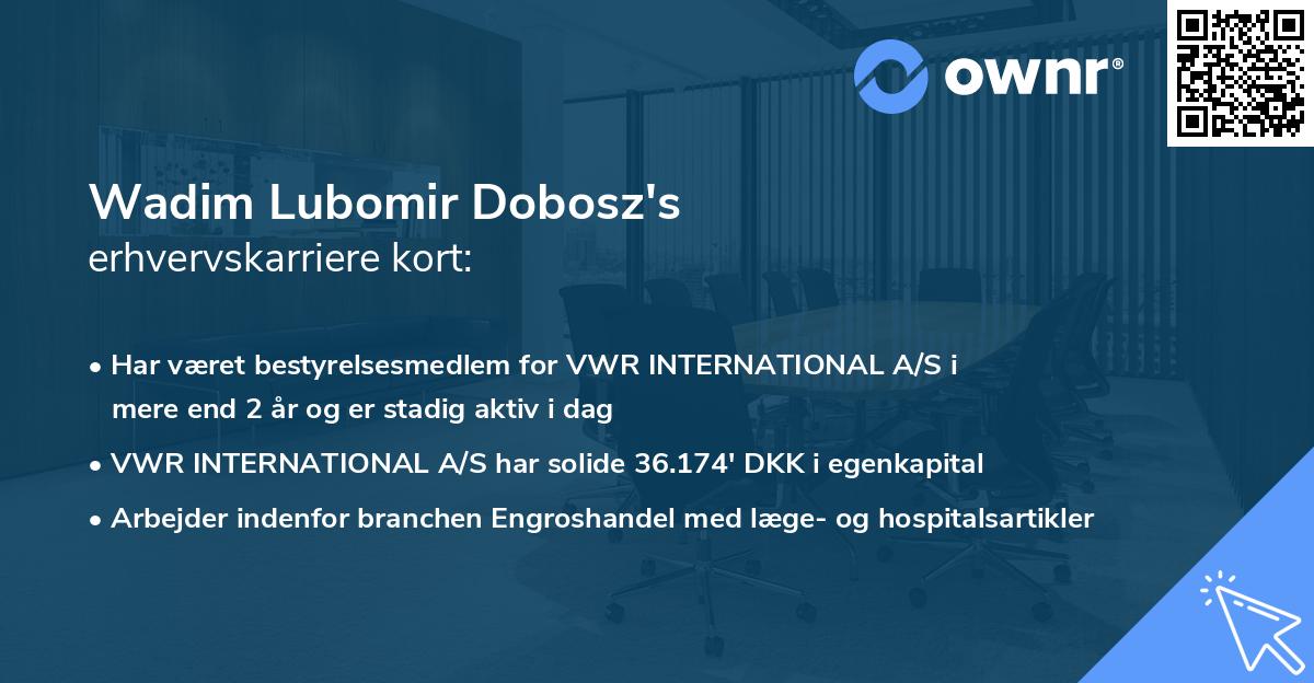 Wadim Lubomir Dobosz's erhvervskarriere kort