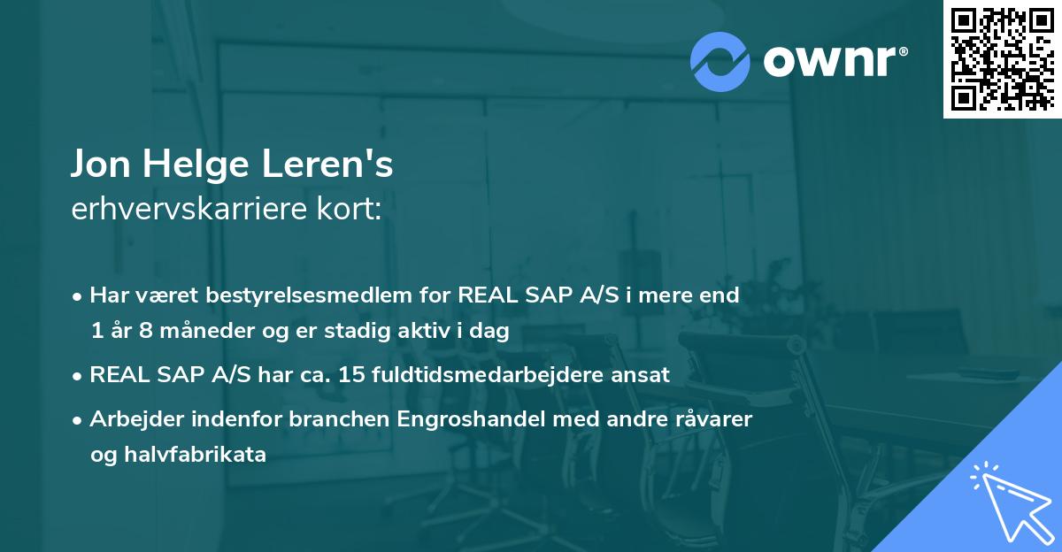 Jon Helge Leren's erhvervskarriere kort