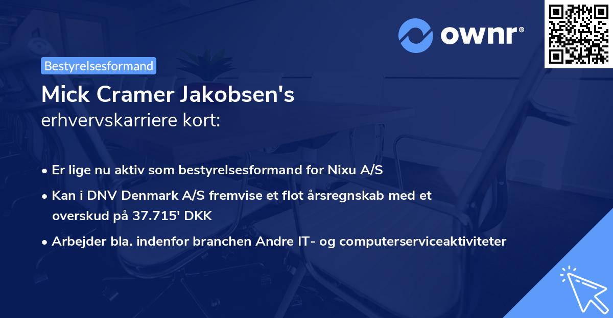 Mick Cramer Jakobsen's erhvervskarriere kort