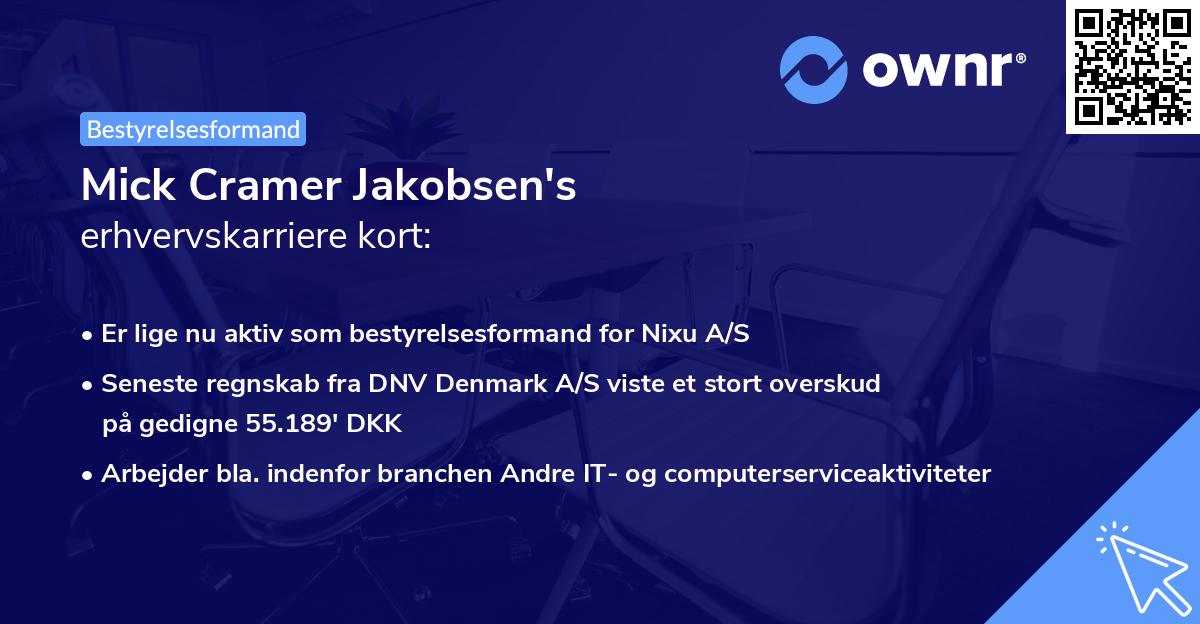 Mick Cramer Jakobsen's erhvervskarriere kort