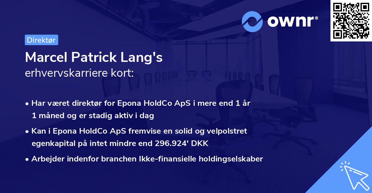 Marcel Patrick Lang's erhvervskarriere kort