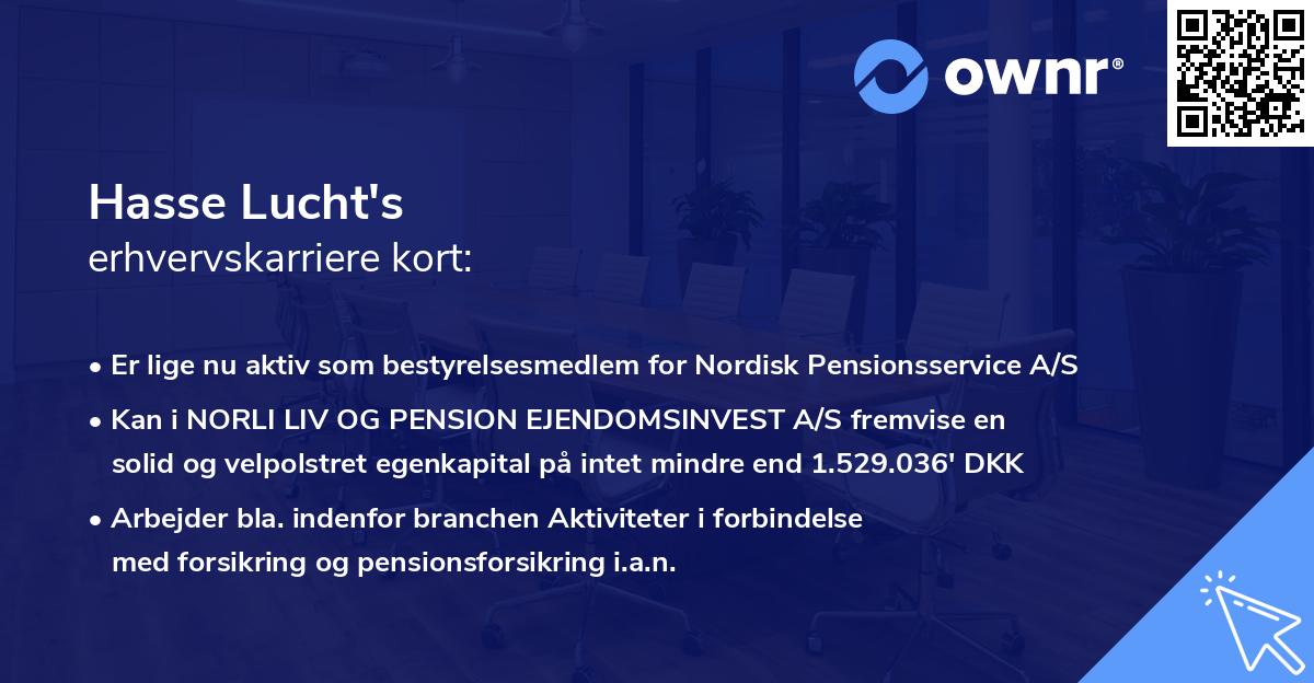 Hasse Lucht's erhvervskarriere kort