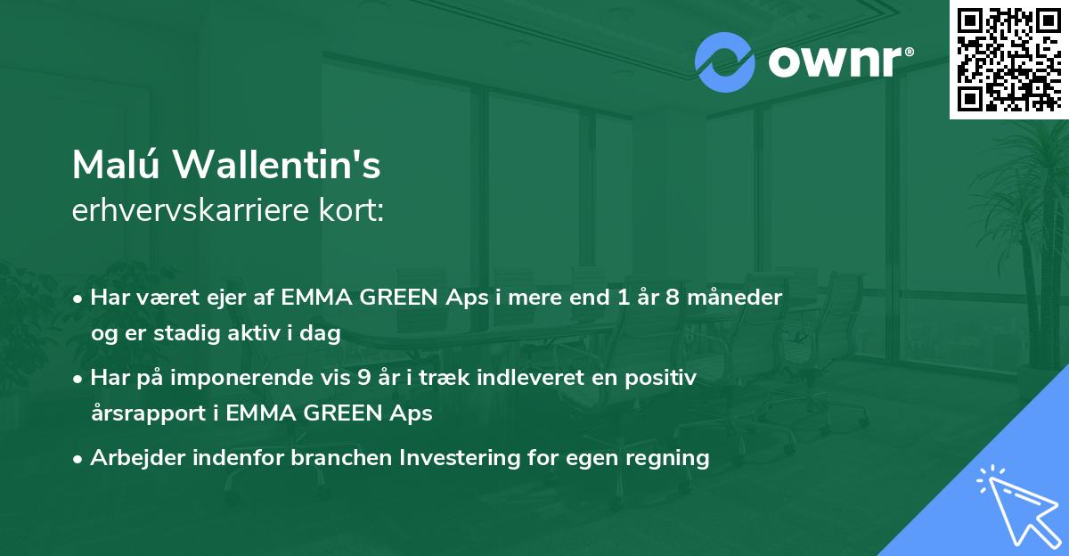 Malú Wallentin's erhvervskarriere kort
