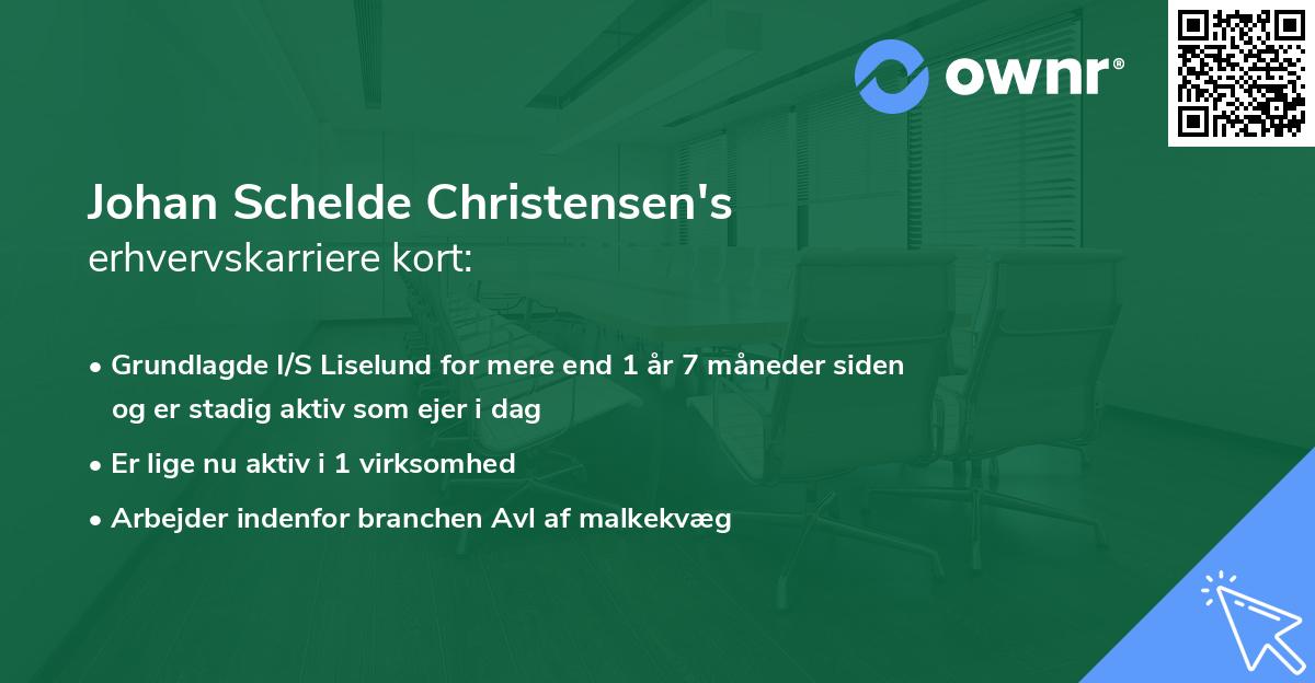 Johan Schelde Christensen's erhvervskarriere kort