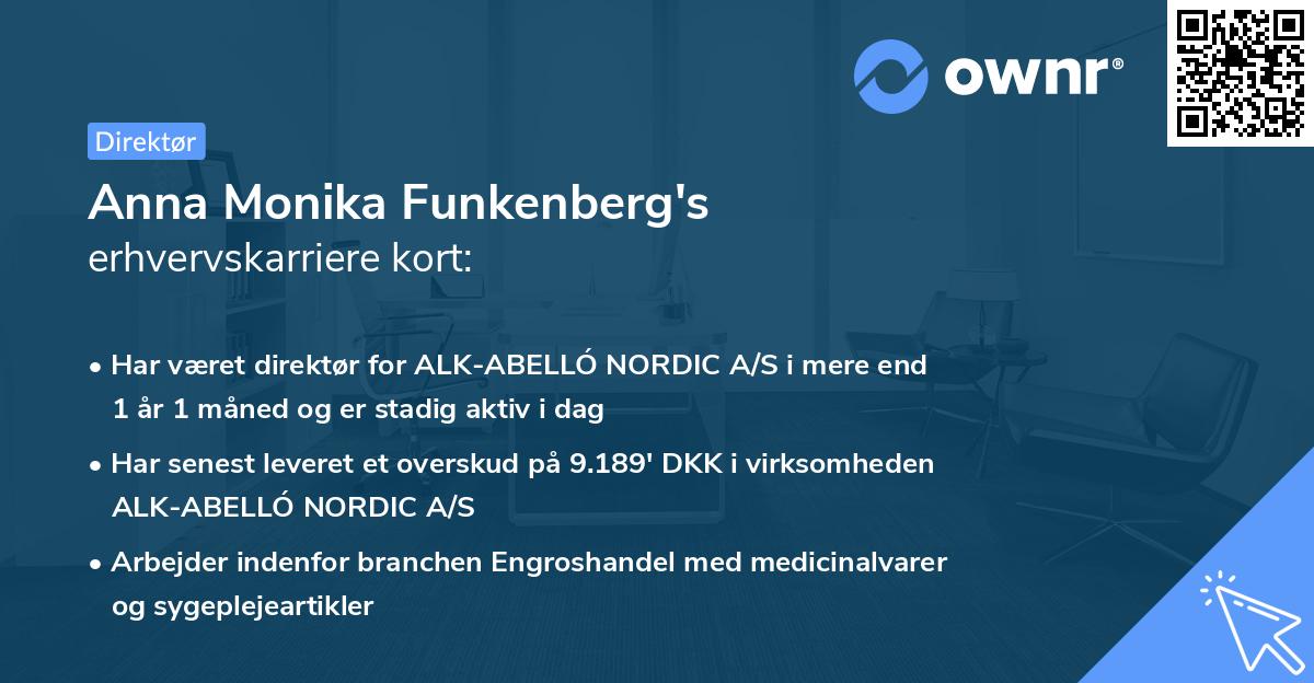 Anna Monika Funkenberg's erhvervskarriere kort