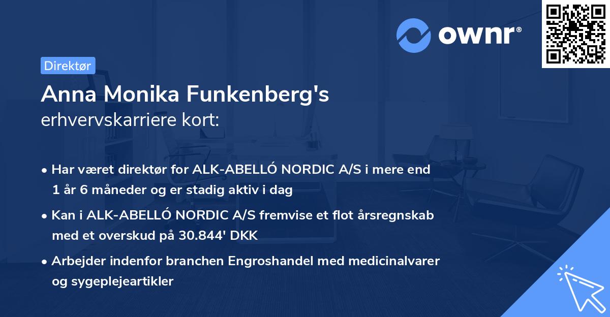 Anna Monika Funkenberg's erhvervskarriere kort