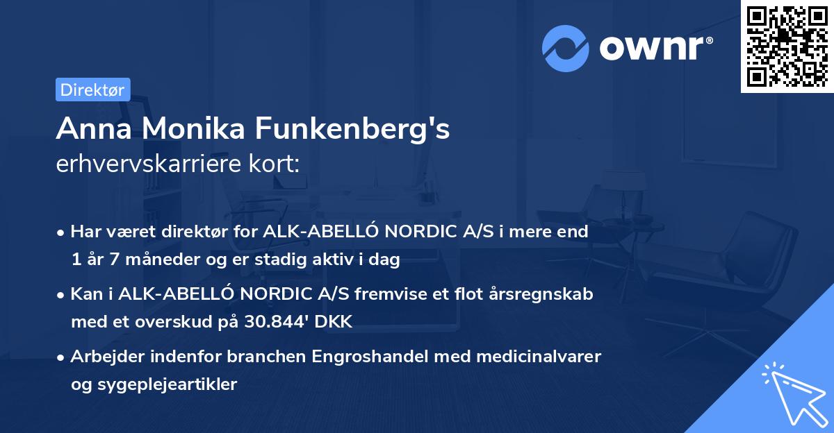 Anna Monika Funkenberg's erhvervskarriere kort