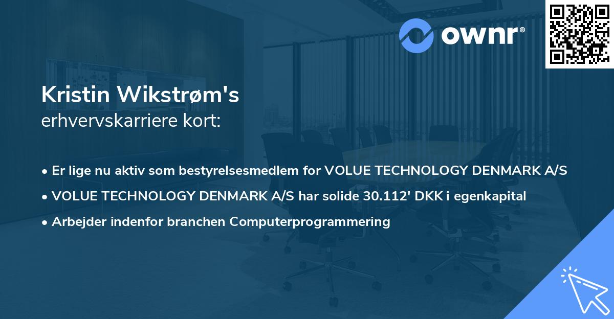 Kristin Wikstrøm's erhvervskarriere kort