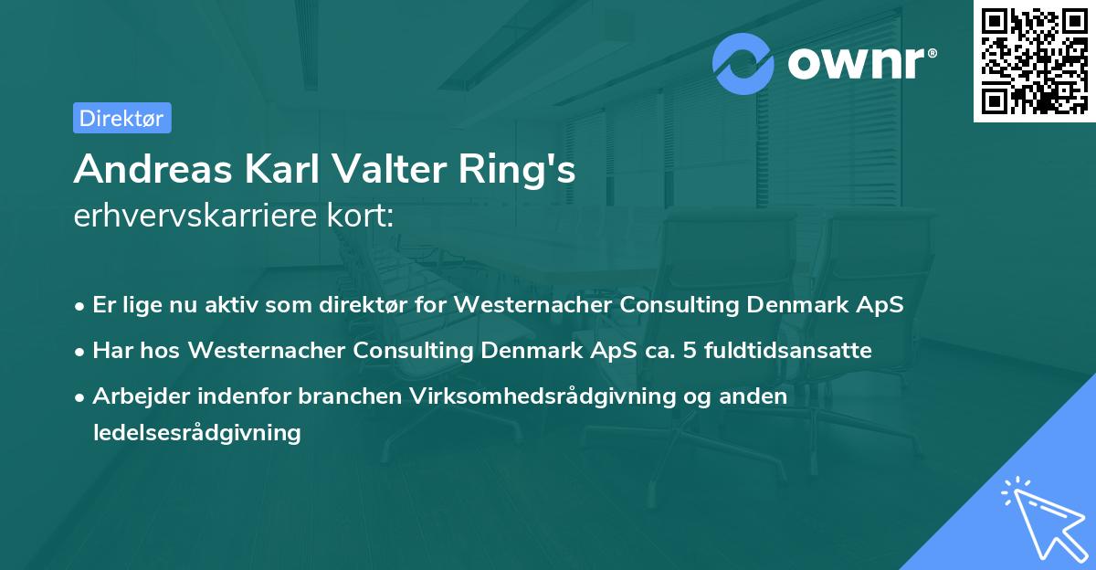 Andreas Karl Valter Ring's erhvervskarriere kort