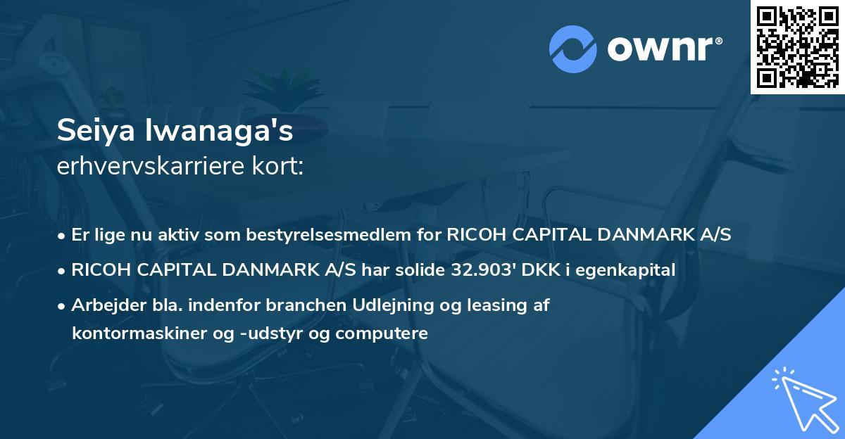 Seiya Iwanaga's erhvervskarriere kort