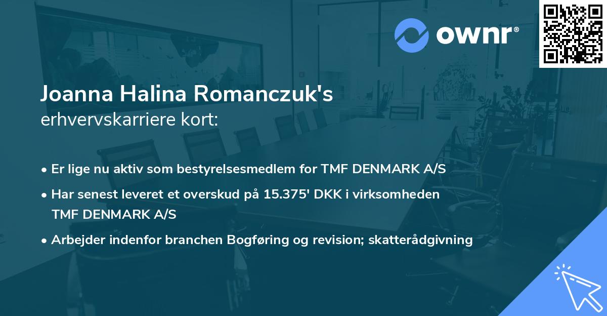 Joanna Halina Romanczuk's erhvervskarriere kort