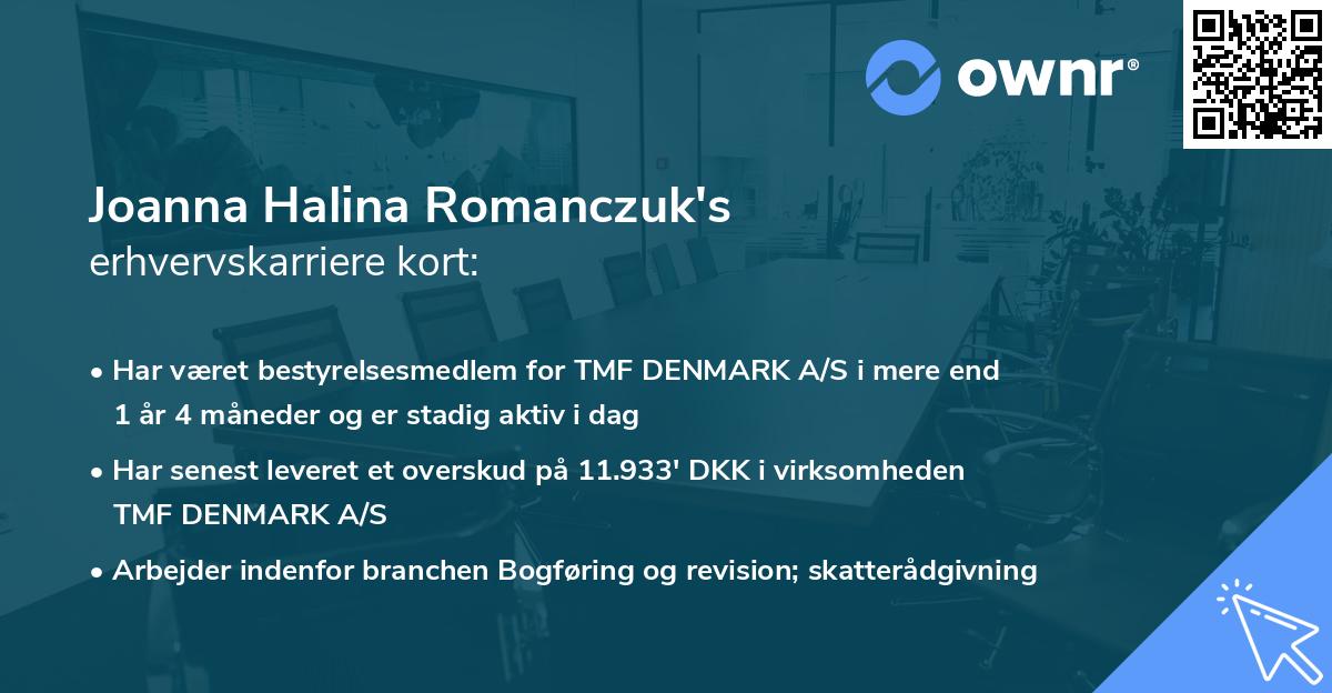 Joanna Halina Romanczuk's erhvervskarriere kort