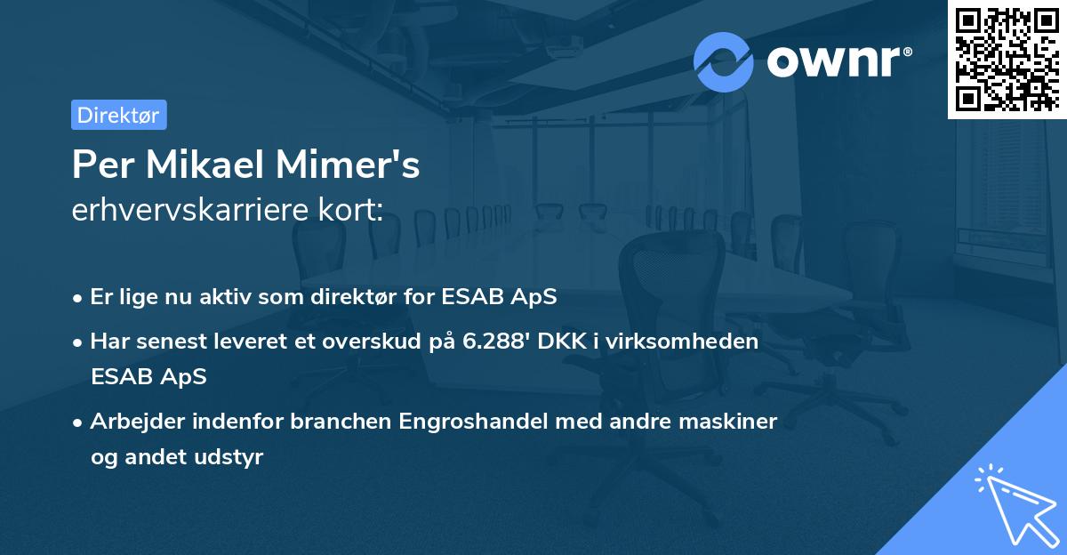 Per Mikael Mimer's erhvervskarriere kort