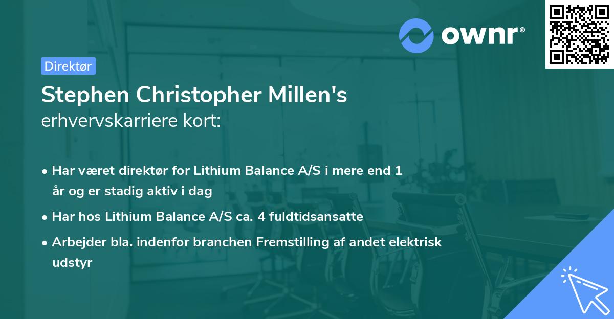 Stephen Christopher Millen's erhvervskarriere kort