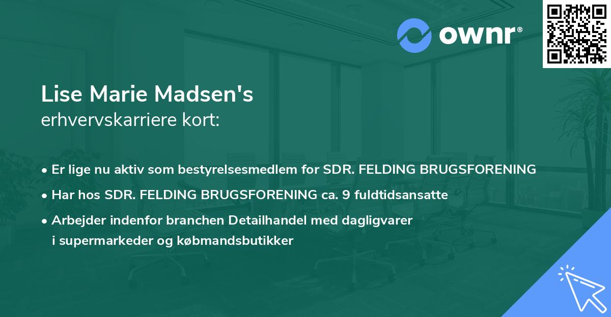 Lise Marie Madsen's erhvervskarriere kort