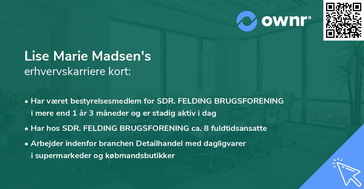 Lise Marie Madsen's erhvervskarriere kort