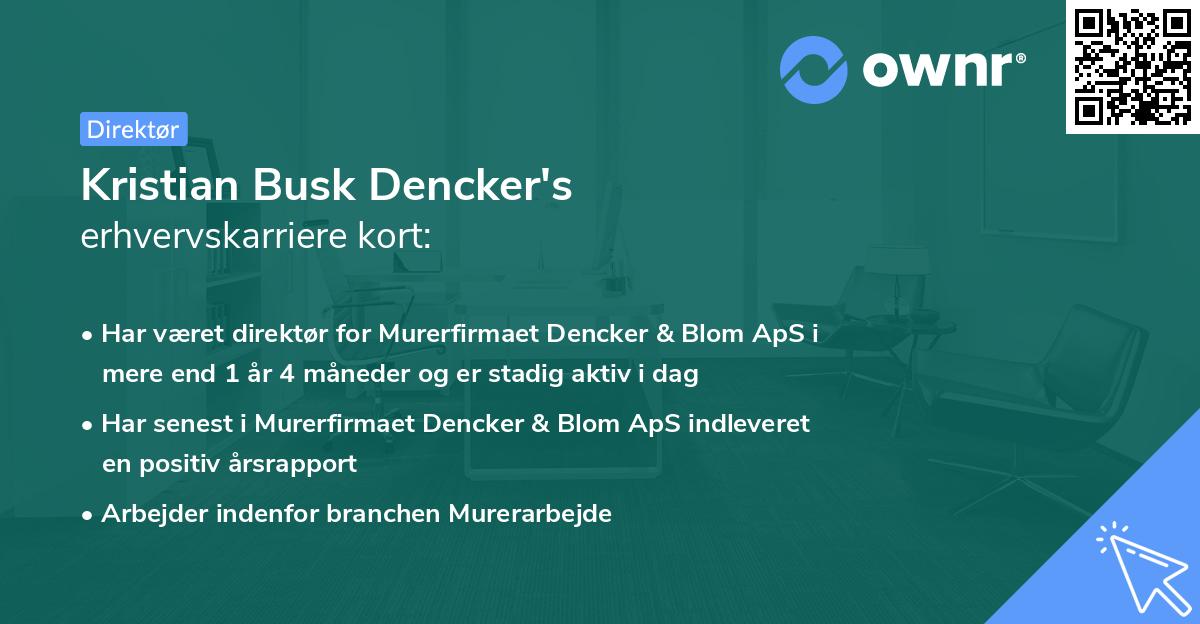 Kristian Busk Dencker's erhvervskarriere kort