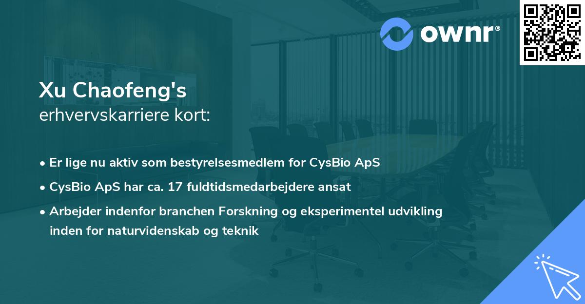 Xu Chaofeng's erhvervskarriere kort