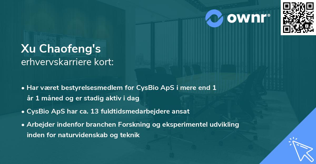 Xu Chaofeng's erhvervskarriere kort