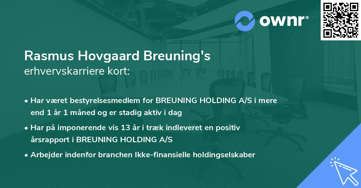 Rasmus Hovgaard Breuning's erhvervskarriere kort