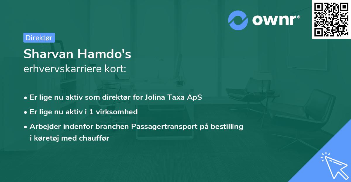 Sharvan Hamdo's erhvervskarriere kort