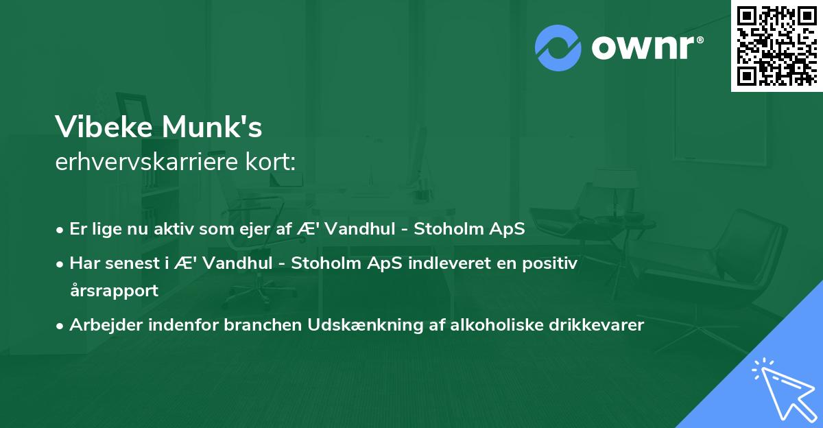 Vibeke Munk's erhvervskarriere kort