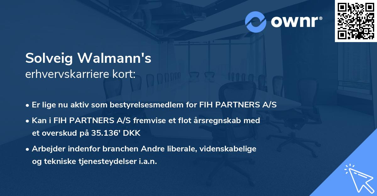 Solveig Walmann's erhvervskarriere kort