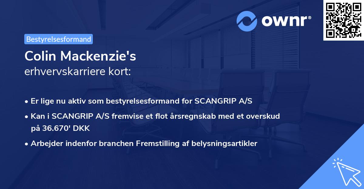 Colin Mackenzie's erhvervskarriere kort