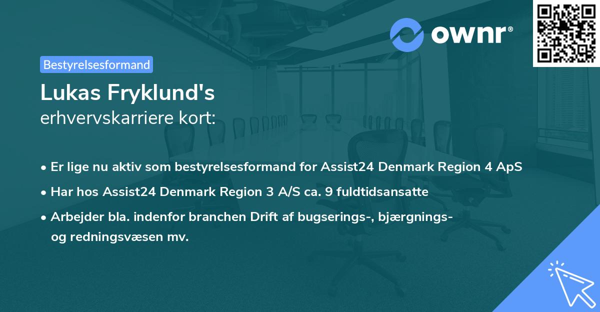 Lukas Fryklund's erhvervskarriere kort