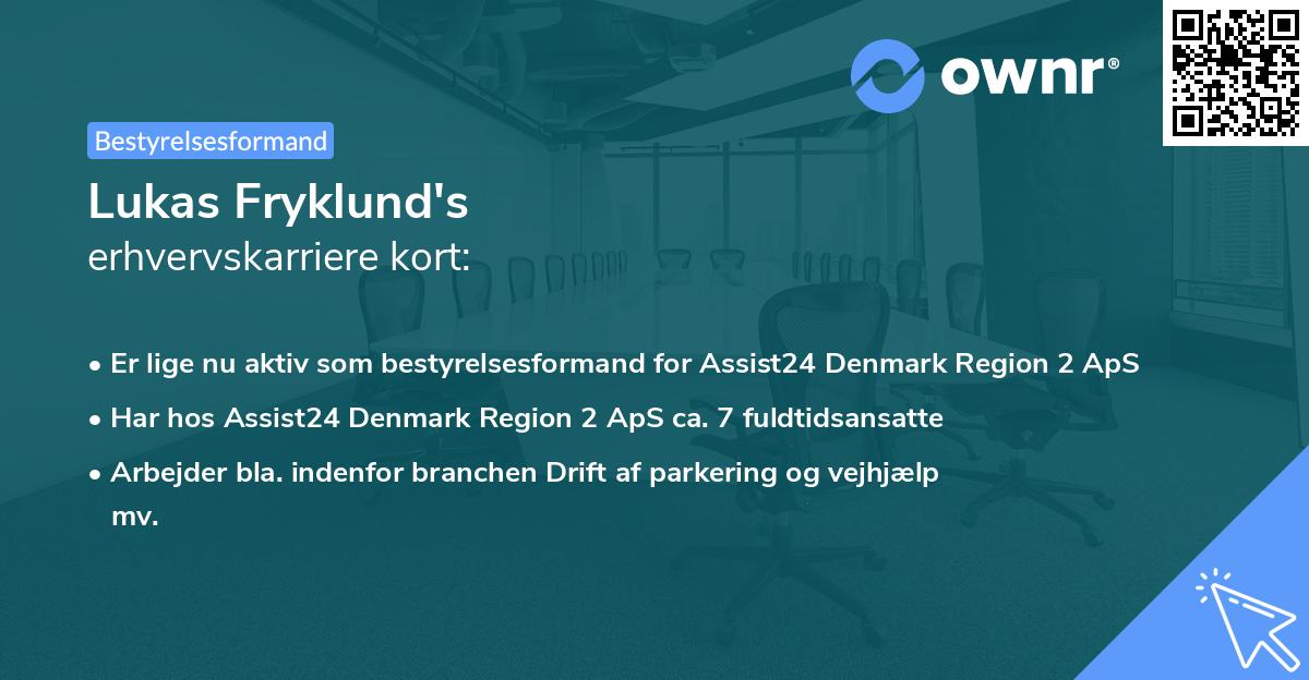 Lukas Fryklund's erhvervskarriere kort