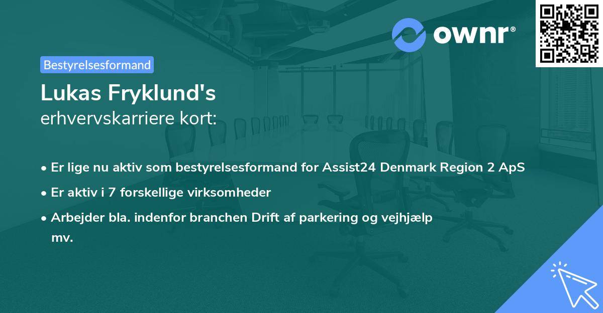 Lukas Fryklund's erhvervskarriere kort