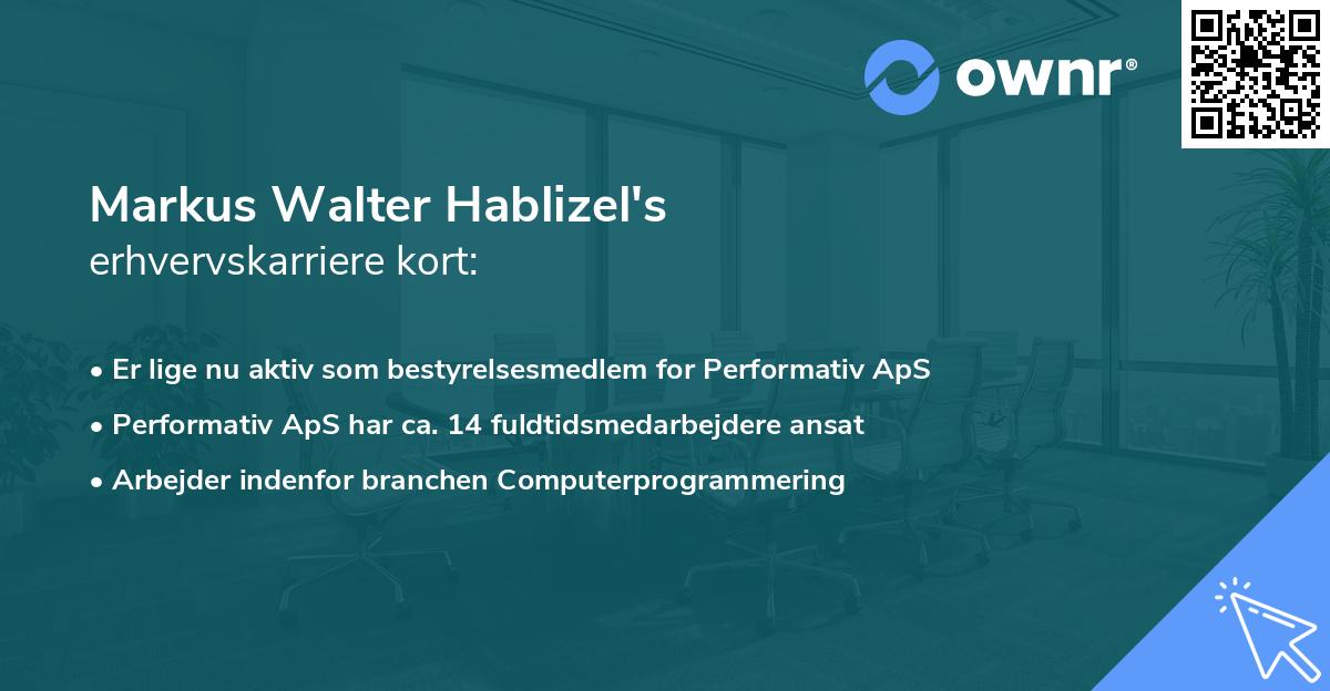 Markus Walter Hablizel's erhvervskarriere kort