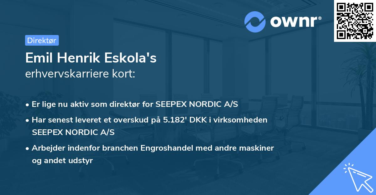 Emil Henrik Eskola's erhvervskarriere kort