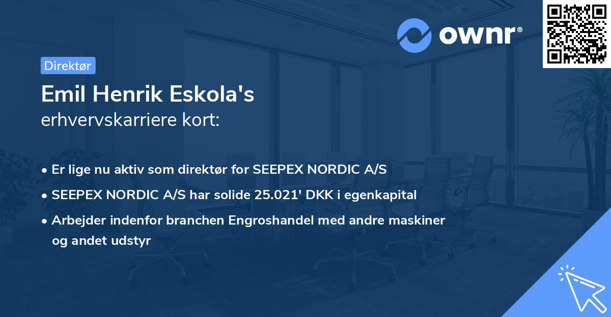 Emil Henrik Eskola's erhvervskarriere kort