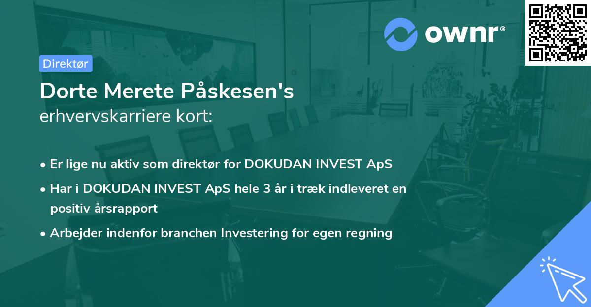 Dorte Merete Påskesen's erhvervskarriere kort