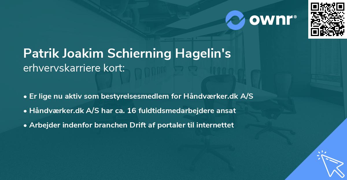 Patrik Joakim Schierning Hagelin's erhvervskarriere kort