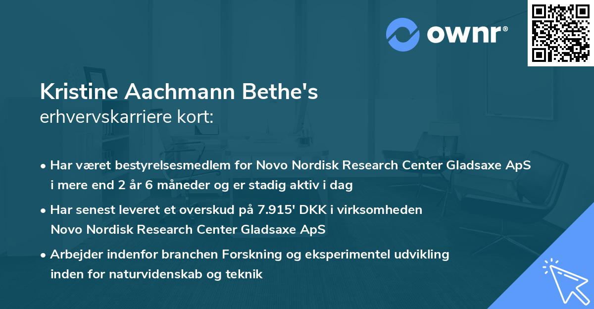 Kristine Aachmann Bethe's erhvervskarriere kort