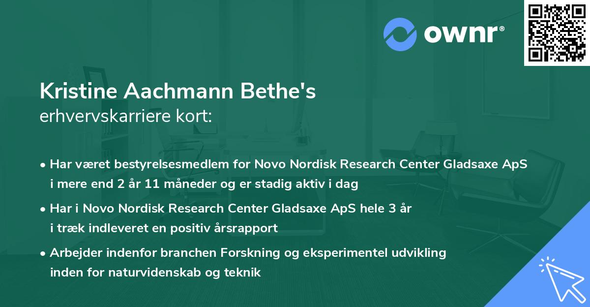 Kristine Aachmann Bethe's erhvervskarriere kort