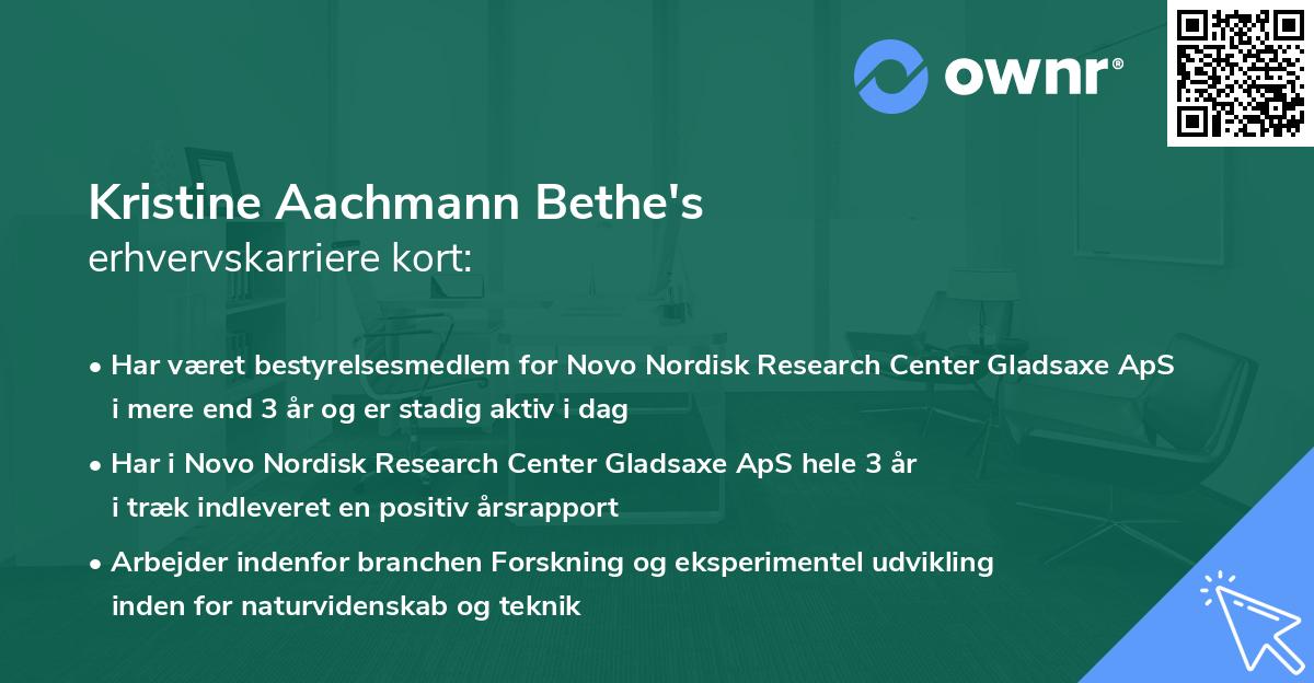 Kristine Aachmann Bethe's erhvervskarriere kort