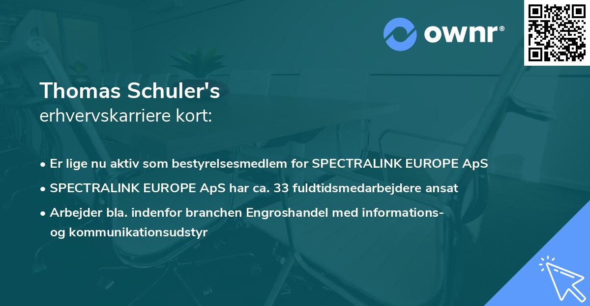 Thomas Schuler's erhvervskarriere kort