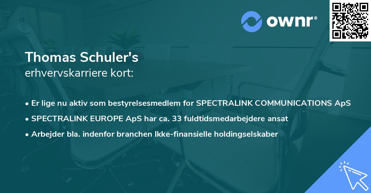 Thomas Schuler's erhvervskarriere kort