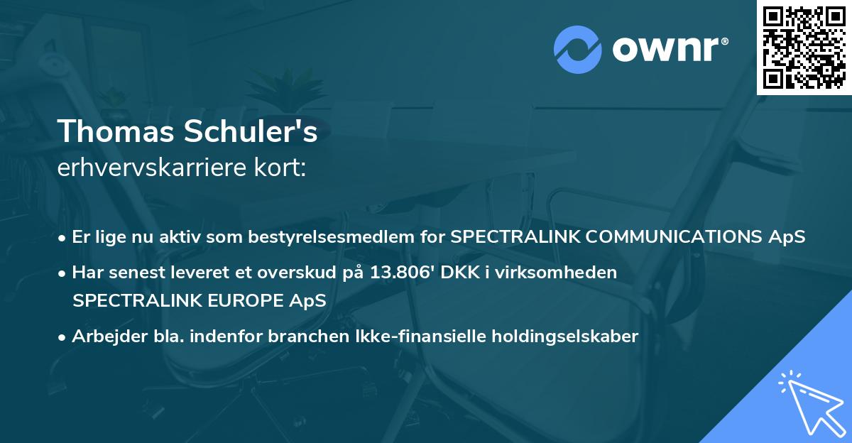 Thomas Schuler's erhvervskarriere kort