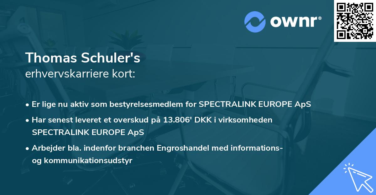Thomas Schuler's erhvervskarriere kort